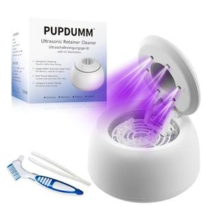 Ultrasonic Retainer Cleaner for Aligners & Dentures, 45kHz Dental Cleaning Machine with Digital Timer, 200ML Stainless Steel Tank, Low Noise Cleaner for Braces, Mouth Guards & Daily Dental Care