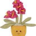 Apricot Lamb Potted Butterfly Orchid Plush Stuffed Flowers for Kids, Soft Cute Plushies Toys for Baby Girl and Boy, Fluffy Potted Butterfly Orchid Pink