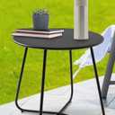 CODIN Set of 2 Outdoor Side Table Outdoor, Metal Side Table Small Round Side Table Weather Resistant End Table Patio Table for Garden Porch Balcony Yard Lawn (2, black)