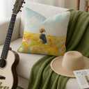 Floral Beagle Pillow Covers 18x18, Beagle Mom Lover Gifts for Women, Watercolor Wildflower Field Dog Decorative Throw Pillow Covers for Home Living Room Bedroom Sofa Couch