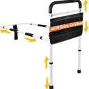 FSA/HSA Eligible, Vaunn Medical New Adjustable Bed Assist Rail Handle (Passed ASTM F3186–17 Safety Standard) and Hand Guard Grab Bar, Bedside Safety and Stability (Tool-Free Assembly), White/Black
