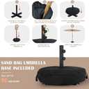 Sundale Outdoor Solar 88 LED 10 ft Patio Umbrella with Sand Bag Umbrella Base, Outdoor Umbrella with Tilt and Crank, Tan