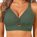 Women's Bikini Top - Supportive Swimsuit for Large Bust - 2025 Cut Out Twist Swim Top, Medium, Olive Green 