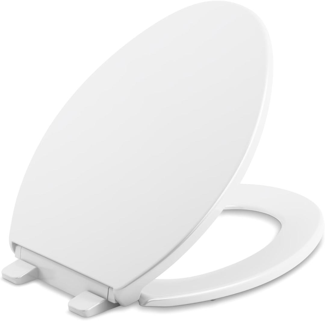 Kohler K-4774-0 Brevia Elongated White Toilet Seat with Quick-Release Hinges And Quick-Attach Hardware For Easy Clean