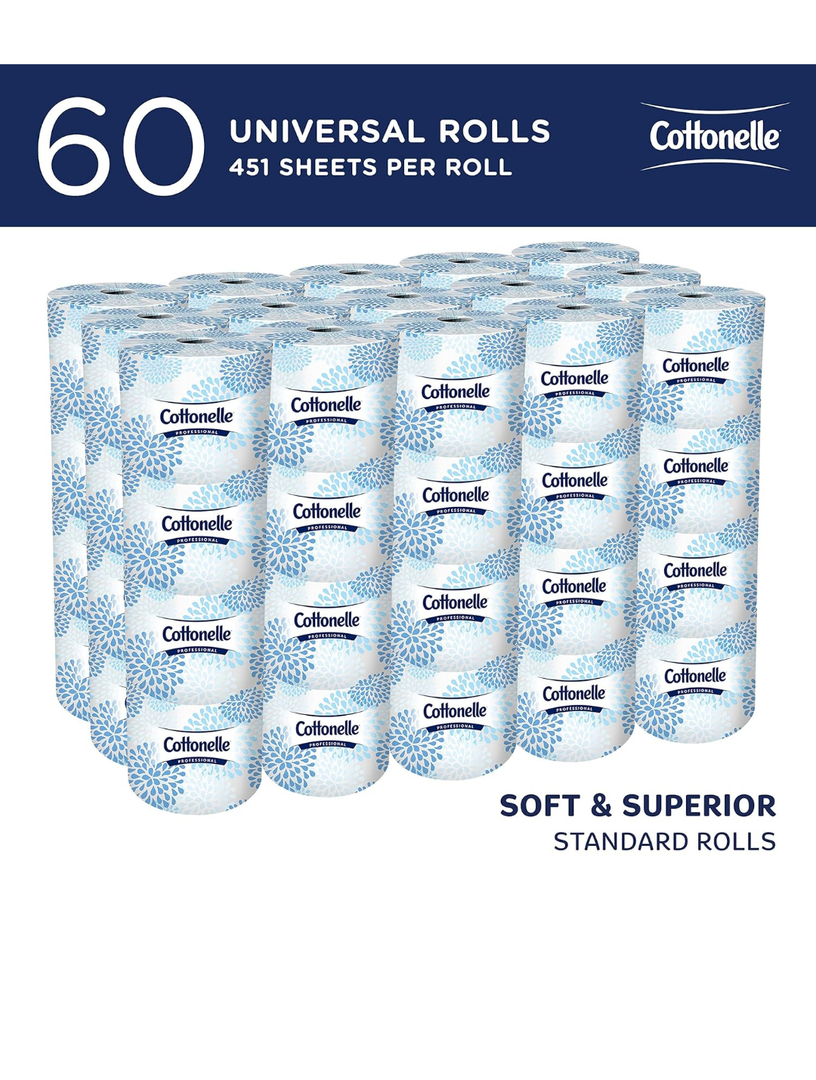Cottonelle Professional Standard Roll Bulk Toilet Paper (17713), 2-Ply, White (60 Rolls of 451 Sheets, 27,060 Sheet Total)