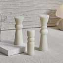 3Pcs Pillar Candles Set - Handmade Ribbed Design for Modern Home Decor, Housewarming Gift, Room & Shelf Aesthetic Decoration, Long-Lasting Burning (White)