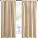 NICETOWN Room Darkening Curtains for Bedroom - Triple Weave Home Decoration Thermal Insulated Solid Window Drapes (Set of 2 Panels, 42 x 63 Inch, Biscotti Beige)