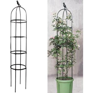 2 x 6ft Garden Obelisk Trellis for Climbing Plants-Rustproof Metal Pipe with Heavy Duty Plastic Coated, Garden Outdoor Indoor Potted Plant Support for Clematis Vine Jasmine Support Black, 1 PACK
