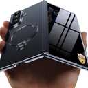 YOOVEI Magnetic for Samsung Galaxy Z Fold 7 Case Luxury Leather [Hinge Protection] Built-in [ Privacy Screen Protector] [Fit for MagSafe] Zfold 7 Case with Kickstand & Ring Holder Black