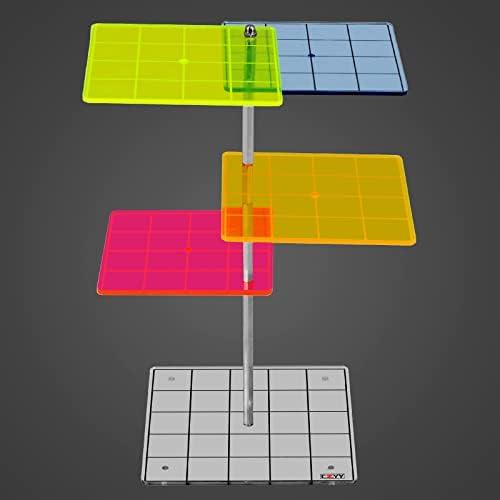 3D Combat Risers Set Colored Acrylic Connected by Metal Pillars Flying Miniature Flight Stand with 1 Inch SquareGrid Great Wargame Space for D&D and Other Tabletop RPG