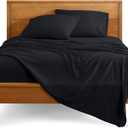 Bare Home Split King Sheet Set - 1800 Ultra-Soft Microfiber Bed Sheets - Double Brushed - Deep Pockets - Easy Fit - 5 Piece Set - Bed Sheets & Pillowcases (Split King, Black) (Split King Size, 02 - Black)