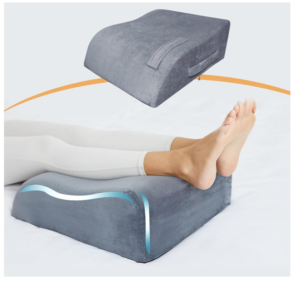 Leg Elevation Pillows, 8" Leg Pillows for Sleeping, Memory Foam Wedge Pillow for Swelling, Circulation, Pain Relief, Elevated Pillow for Post-Surgery, Back Support Pillows w/Washable Cover