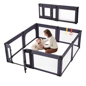 Large Baby Playpen for Babies and Toddlers 79x71 Inch, Adjustable Foldable Indoor & Outdoor Play Pen for Toddlers Twins Baby Fence Play Yards with Breathable Mesh Anti-Fall Playpen,Dark Grey