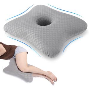 Leg & Knee Pillow for Side Sleepers - Upgraded Memory Foam Pillow Between Legs for Side Sleeping, Leg Pillow for Back, Hip, Sciatica Pain Relief, Side Sleeper Wedge Pillow (Light gray-no straps, Pack of 2)