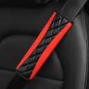 SCUARI 2PCS Seat Belt Cover Pad,Car Accessories Seatbelt Cushion,Seatbelt Covers,Soft Leather Car Seat Strap Pads,Comfort Seat Belt Cover,Protect Your Neck and Shoulder,Universal for Car Truck (White and red) Set of 2