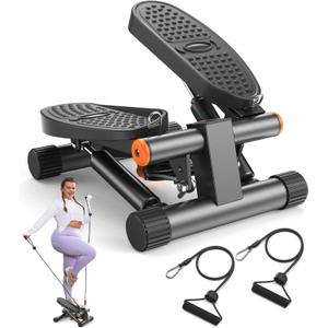 Niceday Steppers for Exercise, Mini Stair Stepper with Resistance Bands at Home Workout Equipment with 300LBS Loading Capacity, Hydraulic Fitness Stepper with LCD Monitor