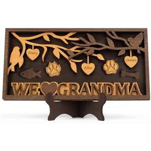 ADDMES Wood GIFT FOR GRANDMA, WE LOVE YOU LOVE GRANDMA VINTAGE GIFT FOR CHRISTMAS, 3 LAYERS ORIGINAL WOOD ORNAMENT FROM GRANDKIDS, SONS, FAMILY