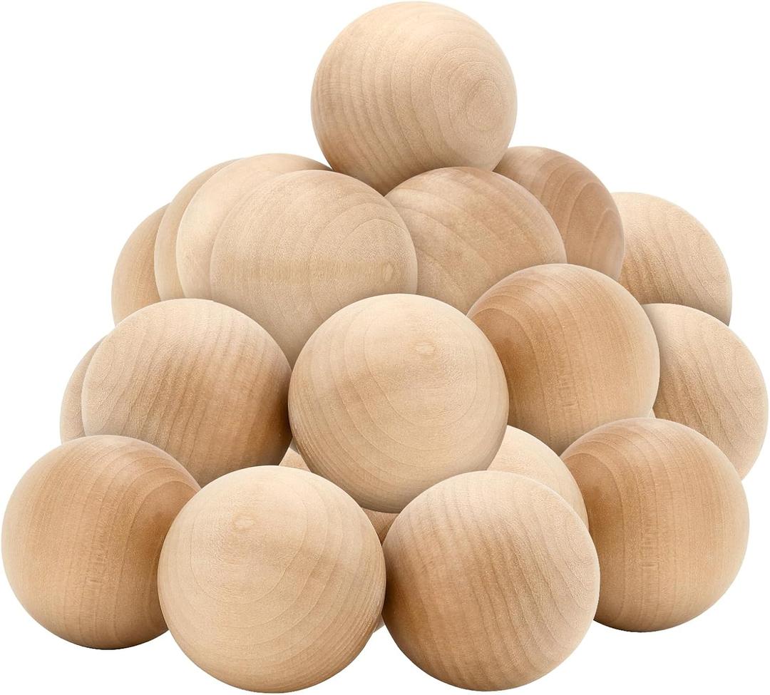 SOUJAP 50pcs 2 Inch Wooden Balls, 5cm Unfinished Wood Ball, Round Wooden Spheres for DIY Projects, Crafts