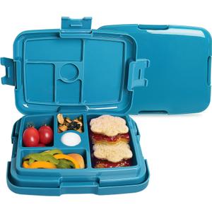 kids Lunch Box Leak-Proof, 5-Compartment Bento Box Durable, Drop-Proof, Dishwasher Safe, & Made with BPA-Free Materials Ideal Portion for Ages 3-7 to School Meals, Snack Packing, Travel(Blue)