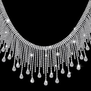 Juinte Rhinestone Fringe Trim Rhinestone Ribbon Tassel Chain Applique Diamond Crystal Tassel Fringe Trim for Sewing Crafts Clothing Accessories Jewelry DIY Decoration(2 Yards)