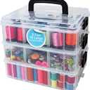 Bins & Things Clear 3-Tier Stackable Storage Containers with Lids - 18 Adjustable Compartments for Bead Organizers and Storages - Organizing Drawers Storage Box for Jewelry, Kids Toys, Makeup