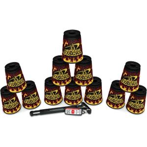 Speed Stacks | Official Sport Stacking Set, Black Flame - 12 Cups and Holding stem | Top Grade Materials, Low Friction | WSSA Approved