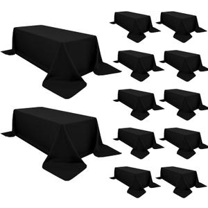 Pesonlook 12 Pack Black Polyester Tablecloth-90 x 156 Inch Black Rectangle Tablecloth for 8 Ft Rectangle Tables, Washable Fabric Table Cover for Wedding/ Buffet Party/ Dining Table/ Events