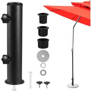 Lalafancy Universal Umbrella Stand Replacement Tube, Heavy Duty Outdoor Umbrella Base Parts, Stainless Steel Patio Umbrella Base Replacement Bracket for Original Granite Stand, Black