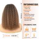 Kinky Straight Ponytail Extension for Black Women,16 Inch Yaki Drawstring Ponytail,Natural-Looking Thick Synthetic Hairpiece for Daily Wear(T1B/30 Mix Black and Brown)