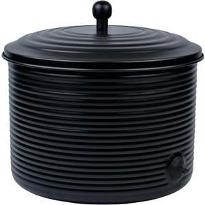Garden Hose Holder Storage Pot with Lid Antique Ribbed | Water Hose Container Pot Outdoor or Indoor Use | Expandable Water Hose Hider Metal | Holds 125 ft Hose