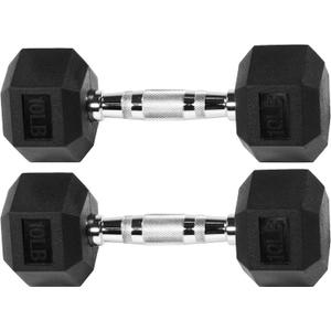 Rubber Encased Hex Dumbbell, Multiple Sizes