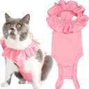 Cat Recovery Suit for Abdominal Wounds and Skin Diseases, Breathable Surgical Recovery Shirt After Surgery Wear Anti Licking Wounds,E-Collar Alternative for Cats Pet Kitten(RSC01-pink-m), M
