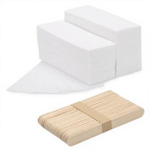 200 Pcs Large Non-Woven Wax Strips and 50 Pcs Wooden Wax Sticks Kit, Body and Facial Hair Removal Waxing Strips Soft Waxing Paper Sheets