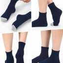 Hicarer 32 Pairs Men Cotton Socks Bulk Athletic Thick Cushion Ankle Socks for Men Women Homeless (Blue) 9-12