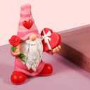 7.1"x5.1" Larger Valentines Day Gnome - Valentine's Day Decor Gifts Pink Resin Gnomes for Home Table Ornaments Sweet Valentines Day Gifts for Him Her