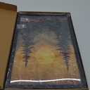 Framed 3pcs Vintage Pine Forest Wall Art Nature Landscape Full Moon Canvas Prints Woodland Picture Poster Misty Forest Paintings Wall decor for Living Room Bedroom Office Ready to Hang16x24 Inch