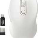 WisFox 2.4G Wireless Mouse for Laptop, Ergonomic Computer Mouse with USB Receiver and Type-C Adapter, 3 Adjustable Levels DPI, 6 Button Cordless Wireless Mice (White, 1 Pack)