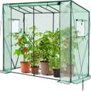 Lean to Greenhouse for Outdoors: Ohuhu Portable Tomato Green House Heavy Duty with Roll-Up Zippered Door, Tall Plastic Greenhouses for Outside Winter Plants Growing Shed for Backyard, 6.6x2.5x5.6 FT
