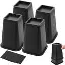 4 Pack Bed Riser, 8 Inch Furniture Risers, Heavy Duty Stackable Bed Frame Lifter, Non-Slip Lift Supports for Under Couch Storage, Table, Sofa, Chair, Desk Leg, Dorm, Up to 4000 Lbs