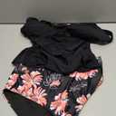 SUUKSESS Women Slimming High Waisted Tummy Control Tankini Swimsuit Sexy Wrap Push Up V Neck Bathing Suits 2 Piece (Vintage Black Floral, XL)