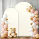 Set of 2 Beige Arch Covers (6.6ft & 5ft) Spandex Stretchy Fitted Arch Backdrop Covers Wrinkle-Free Round Top Chiara Arch Stand Cover for Wedding Baby Shower Birthday Party Photo Banquet Background