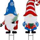 Hausse 2 Pack Garden Metal Gnome Stakes, 33 Inch Christmas Decorative Gnomes Stakes, Yard Signs for Outdoor Decorations, Holiday New Year Spring Home Tomte Decor for Lawn Pathway Patio