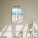 Hardy Gallery Abstract Beach Artwork Ocean Picture: Modern Women with Umbrella Sea Print Coastal Wall Art on Canvas for Bedroom (24 x 18 x1 Panel)