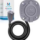 MICTUNING 15Amp 125V AC Port Plug with 20" Integrated Heavy Duty Extension Cord and Water-Resistant Cap - Silver Gray