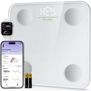 Ovutek Smart Scale for Body Weight, Digital Bathroom Scale BMI Weighing Body Fat Scale, Accurate Body Composition Scale Monitor for People's Health with Smartphone App, Compact Size, 400lb (White)