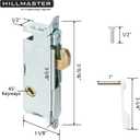 HILLMASTER Patio Door Handle Set with Mortise Lock 45 for Replacement Mortise Style Reversible Design Non-keyed Sliding Patio Glass Door Handles, Fits 3-15/16 Screw Hole Spacing White Finish