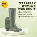 Women's Tall Knee High Rain Boots - Waterproof Natural Rubber Wellies, Adjustable 17" Wide Calf, Anti-Slip Sole & Arch Support for Rain, Mud & Garden (6, Olive Green)