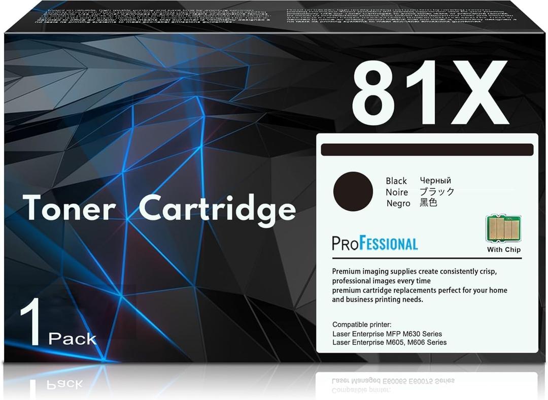 81X CF281X Toner Cartridge 1 Black High Yield | 81X Toner for M605 M606 M630 Replacement for HP 81A 81X Laser Enterprise M605 M606 Series Laser Enterprise MFP M630 Series Printer