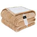 Qieryun Heated Blanket Electric Throw, Soft Flannel Heating Blanket with 8 Hours Auto Off 10 Fast Heating Levels Machine Washable Sherpa Heated Blanket with Overheating Protection