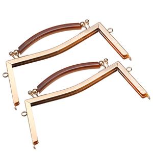 uxcell Metal Purse Frames 2 Pcs Kiss Lock Clasp Frame Clutch Frame with Rubber Handle for Coin Purse Handbag Making DIY Craft, Gold
